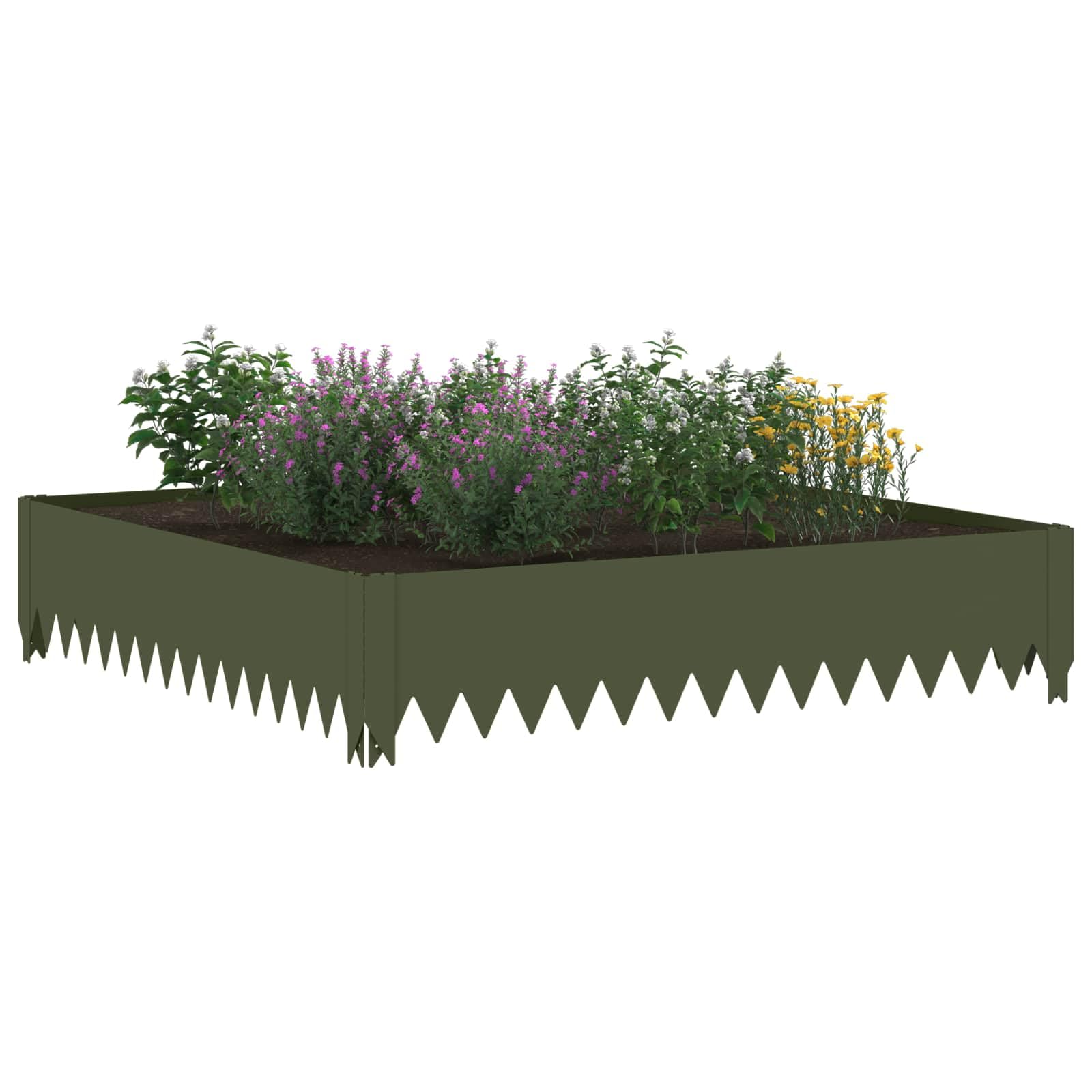 Lot de 4 bordures de pelouse - 100 x 100 x 20 cm - Acier