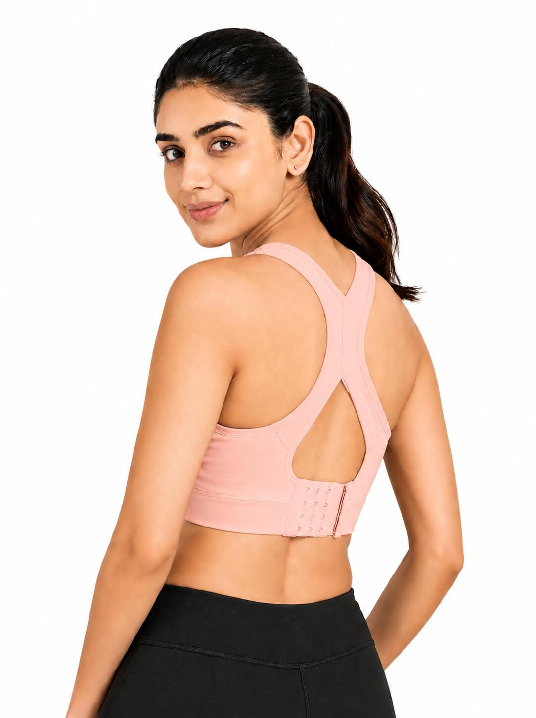 calviano Women's Seamless Sports Bra, Cotton Blend, Racerback, Removable Pads, Lightweight Everyday Comfort Peach-picture-19