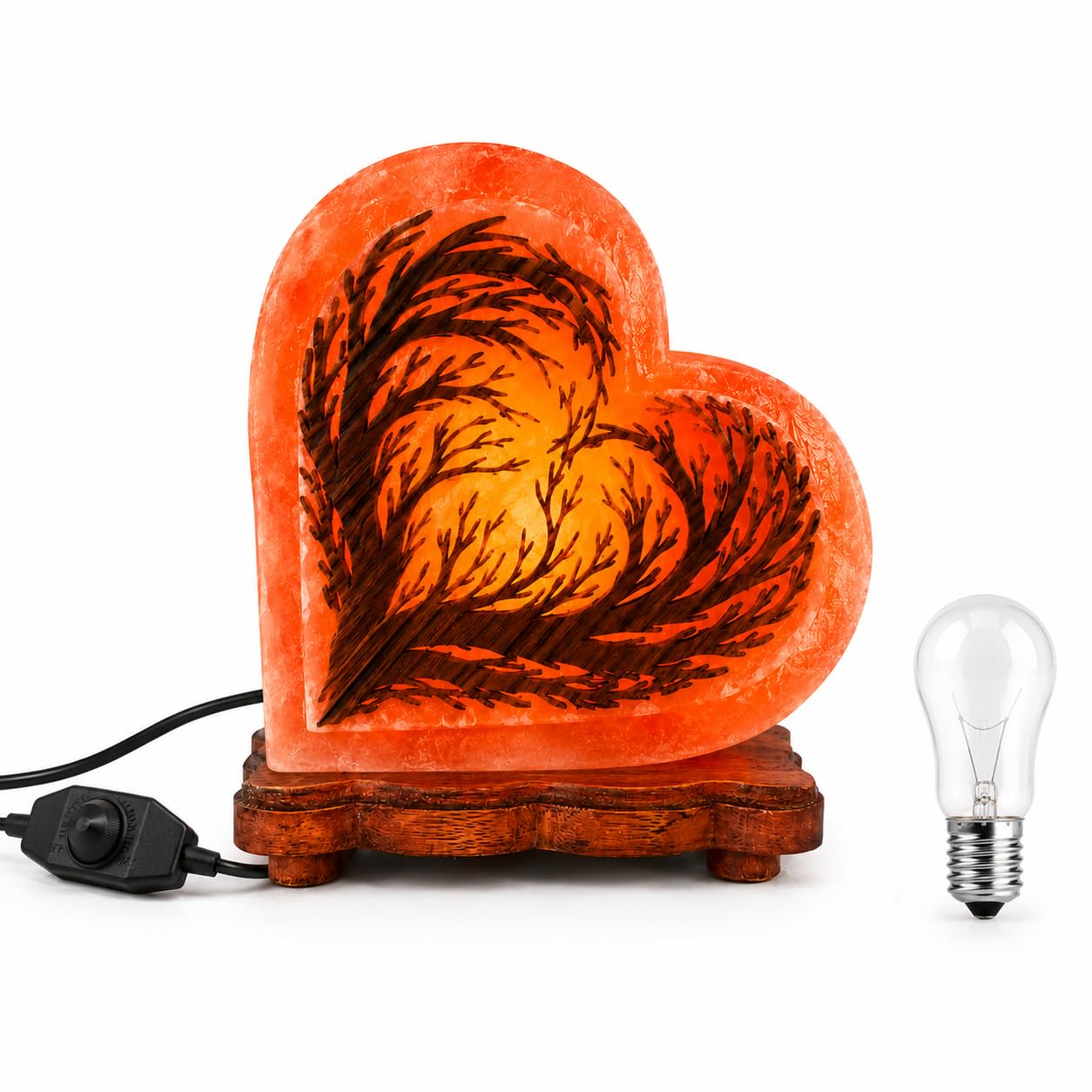 Apex Homeware 3D Heart Shaped Pink Himalayan Salt Lamp | Handmade Dimmable| 100% Authentic Hand-Carved Natural Rock Salt Lamp Warm Ambient Night Light for Bedroom & Home Decor (3 KG, Table Lamp)