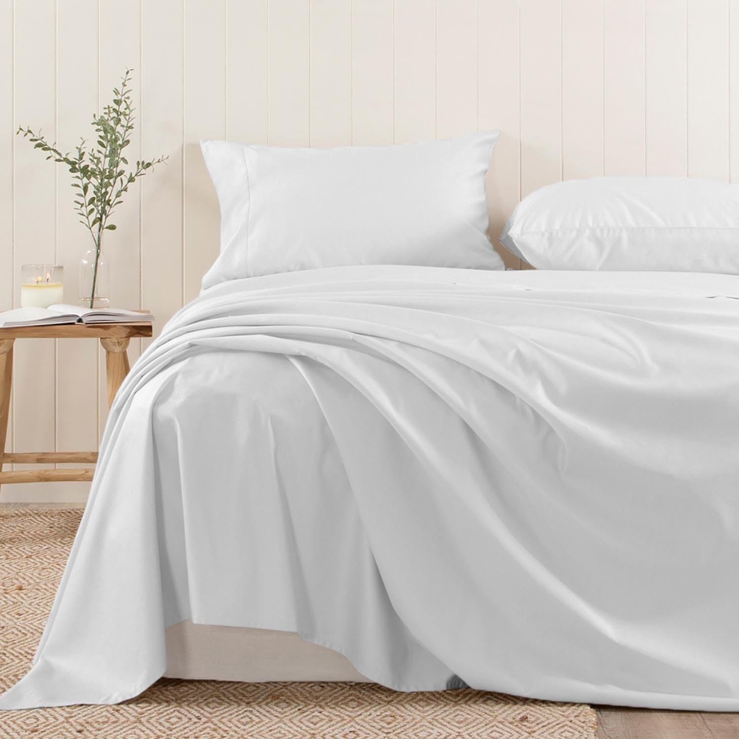 RK Linen Luxury 1-Piece Twin Size Flat Sheet – 1500 Thread Count Pima Cotton, Heavyweight Fabric, Ultra Soft & Durable (White)