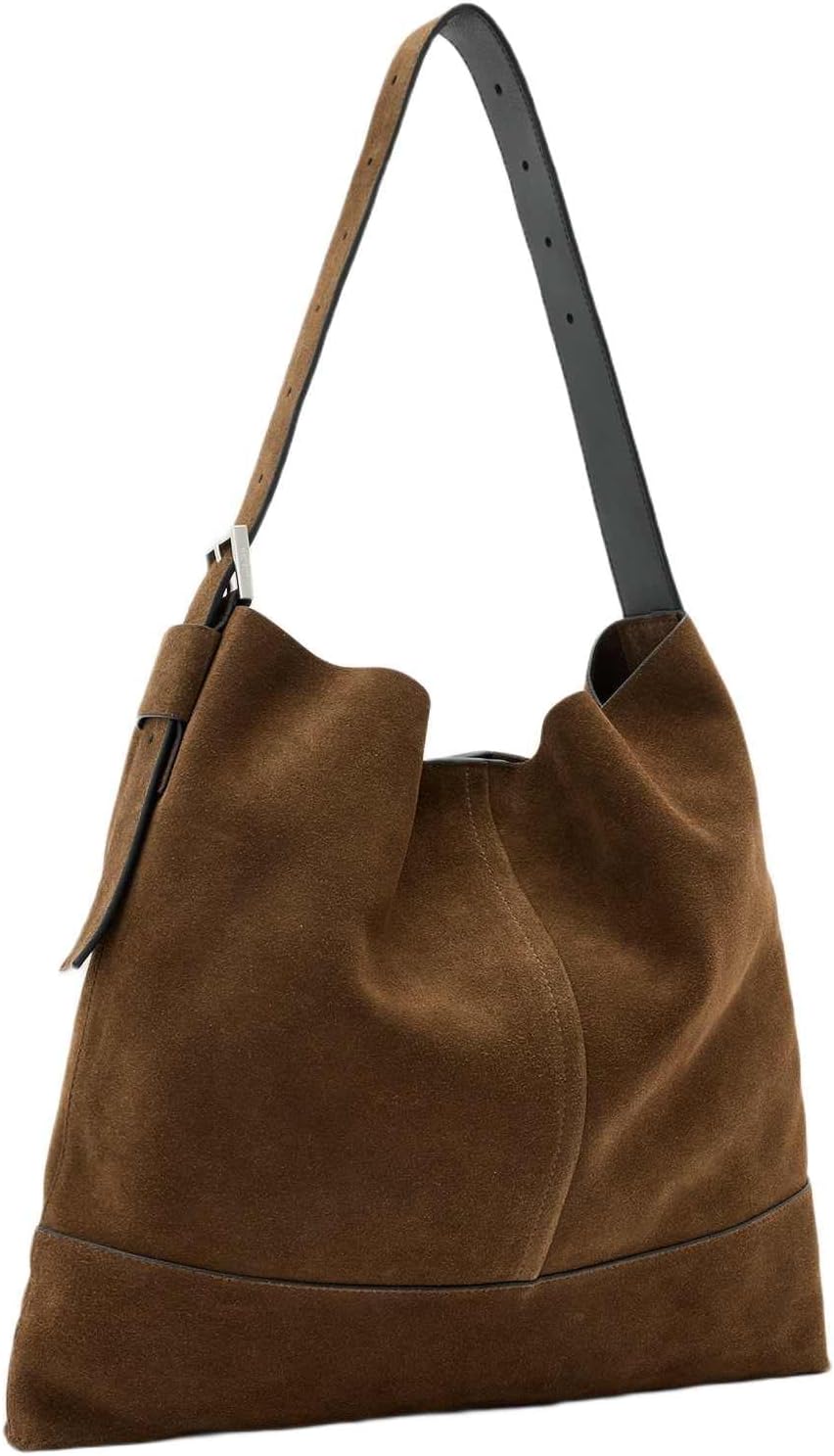 AllSaints Asha Suede M Bag Fango Brown W368XD One Size - Image 4