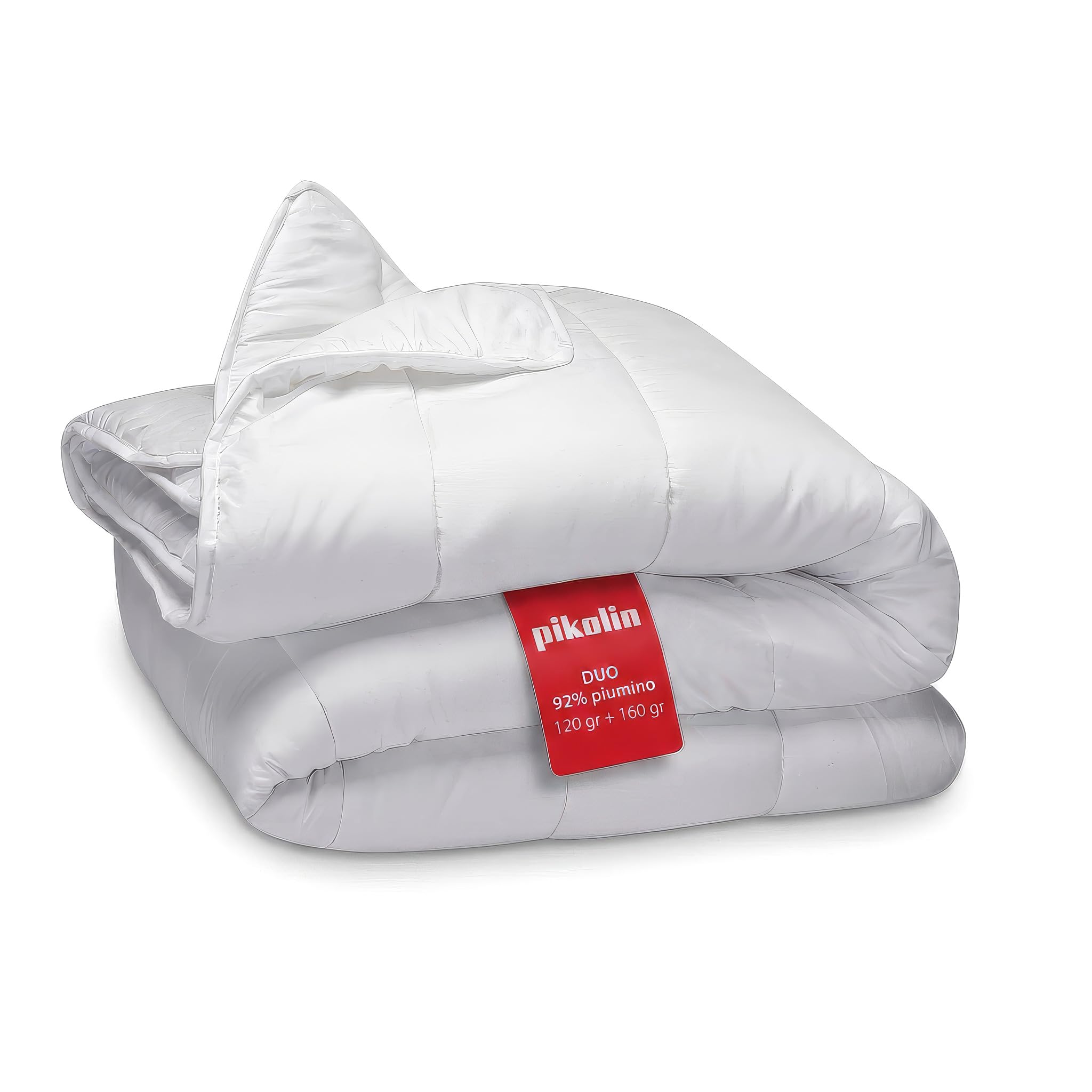 PIKOLIN Home - Sacco Nordico in Piumino 92% DUO 4 Stagioni, Doppio Strato 120+160gr, Downproof, per Letto King Size 180 cm, 260 x 240 cm