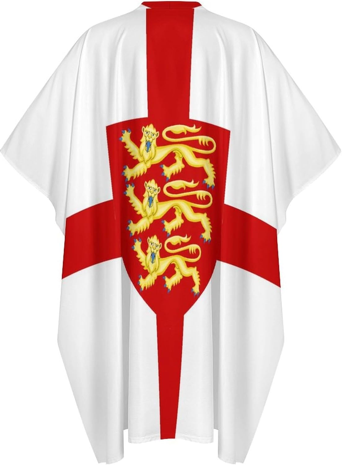 England Flag Logo Men's Kaftan Thobe V-Neck Long Gown Loose Robe
