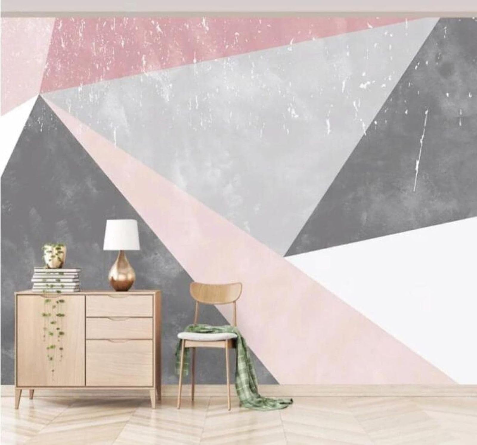 XLMING Minimalist Abstract Pink Grey Geometric 3D Wallpaper Luxury Silk Study Dining Feature Sofa Grey Bedroom Living Room Tv Decorative Wall-250cm×170cm