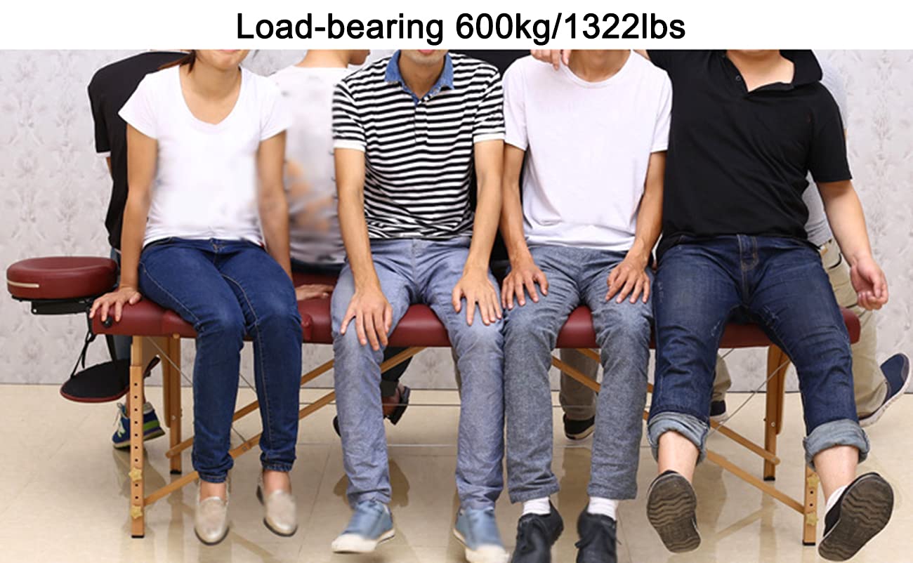 Stół do masażu, 3 składane drewniane nogi Łóżko do masażu ze skóry PU, Stół do masażu z regulacją wysokości, Łóżko spa do masażu 1322 LBS (czerwone)