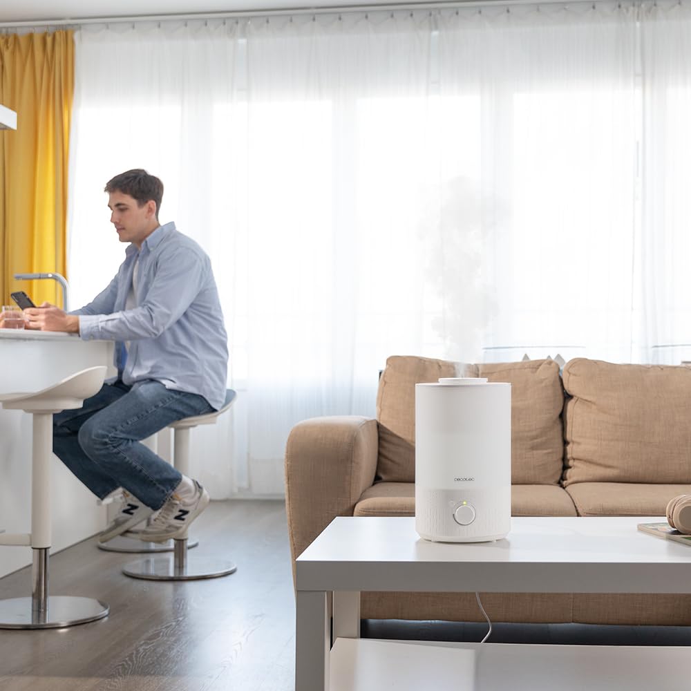 Cecotec Umidificatore per Ambienti Breezecare 2500 Light. 27W, Umidificazione Massima 250ml/h, Serbatoio da 2,5L, Ruota di Controllo, Luce LED, Uso Sicuro e Salutare, Copertura fino a 30m²