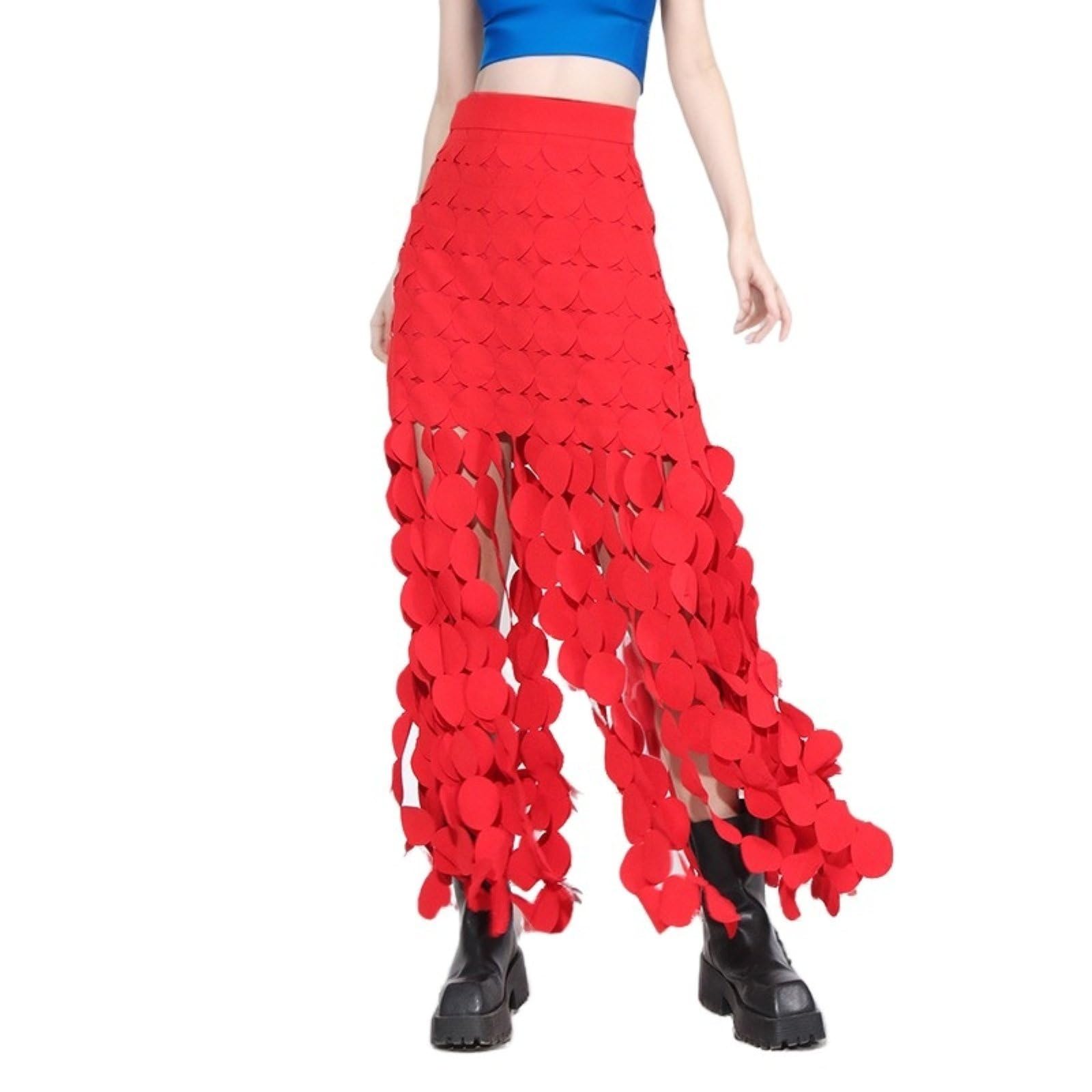 Da Donna Scava Fuori Maxi Gonne Fluide Boho Fringe Hem Gonne Da Vacanza in Spiaggia Irregolari