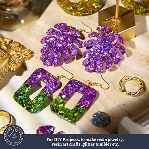 Holographic Chunky Glitter, 160G/5.64Oz Craft Glitter For Resin, Metallic Iridescent Chunky Fine Glitter Sequin Flake Bulk, Nail Glitter For Makeup Body Face Eye, Tumblers, Leobro Light Purple Glitter #TOP3