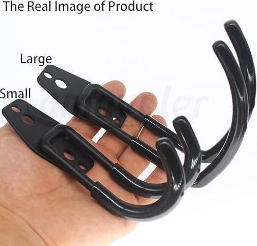 Miniatura 6 de Soporte de gancho para casco de montaje en pared, negro, 2 herramientas pequeñas de gancho curvado de hierro doble con tornillos de montaje. Un buen