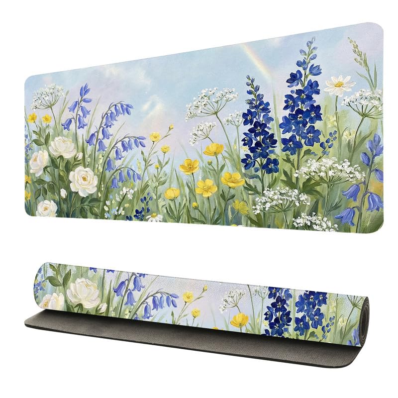 Tapis de souris Wildflower Meadow 70 x 35 cm cuir PU pour ordinateur