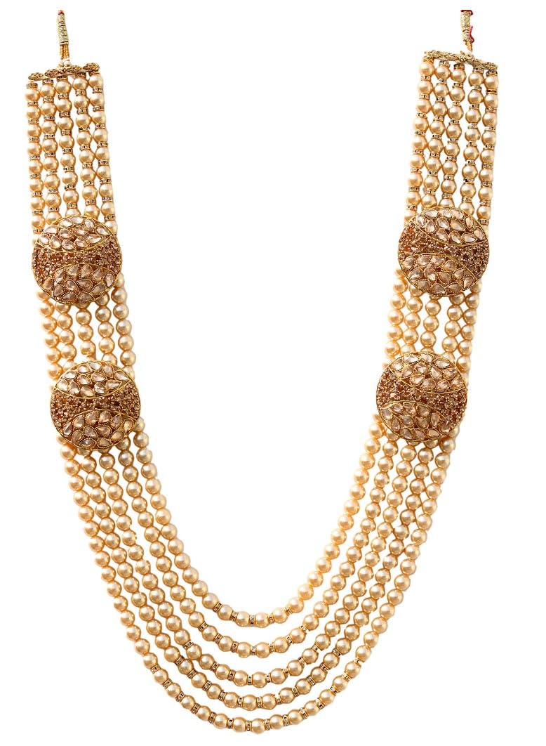 Geetanjali Crafts Handmade Pearl Stone & Studded AD(American Diamond) Necklace Jewellery For Men/Groom For Wedding(Dhula Mala/Kantha Haar) Or Special Occasions.(7918) (B08THBJQ44) Amazon Price History, Amazon Price Tracker