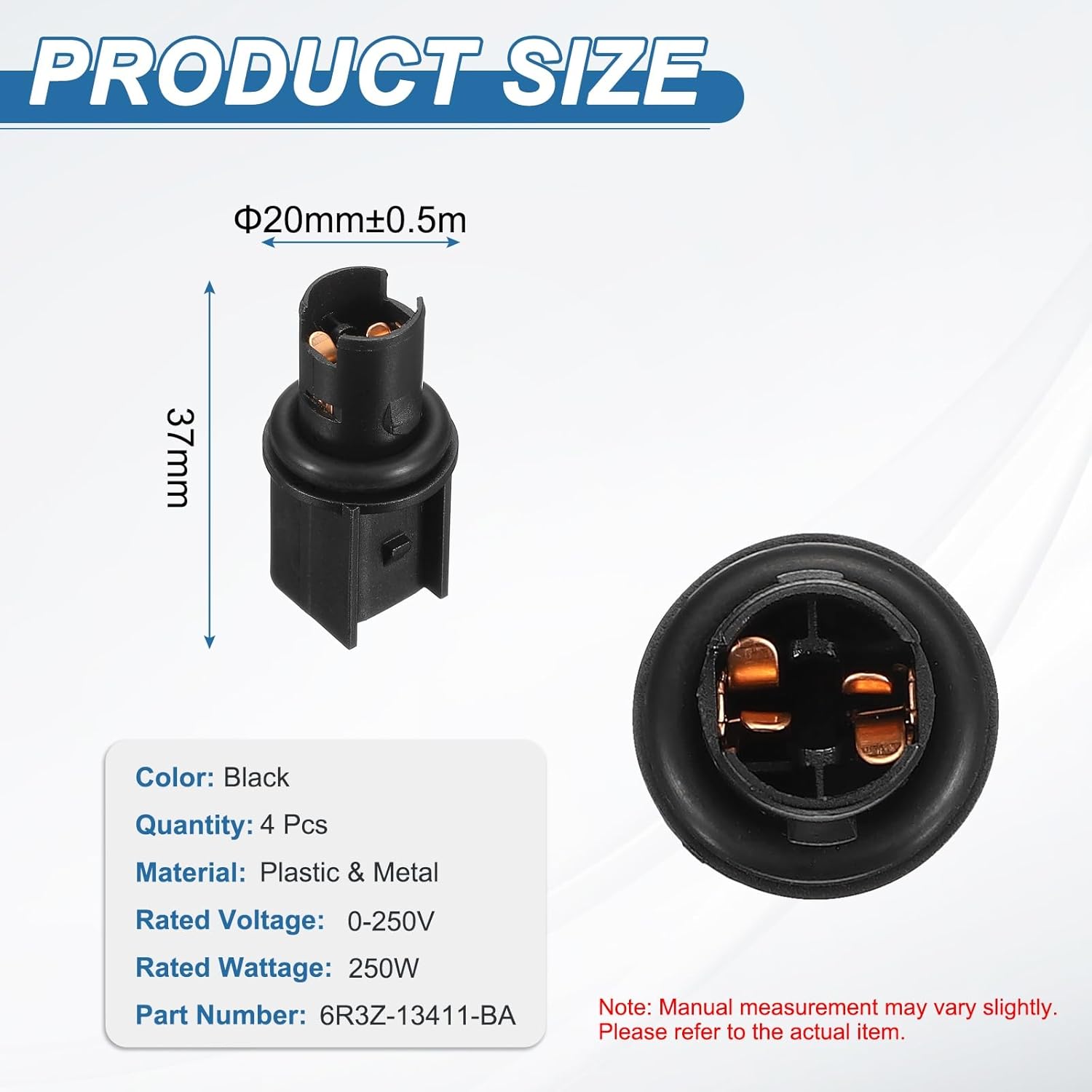 Side Marker Light Socket 4 Pcs, Side Indicator Marker Light Holder Replacement No.6R3Z-13411-BA for Ford Fiesta 2011-2013, for Ranger 2019-2023, Black