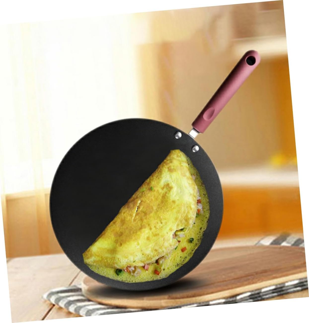 PRETYZOOM Work on Stove Nonstick Frying Pan Multi-use for Pizza Pancake Eggs Strong Craftsmanship Sturdy Safe for Cooking