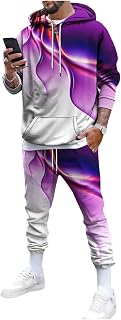 Dawwoti Conjunto de moletom masculino com capuz e calça de corrida com impressão digital 3D