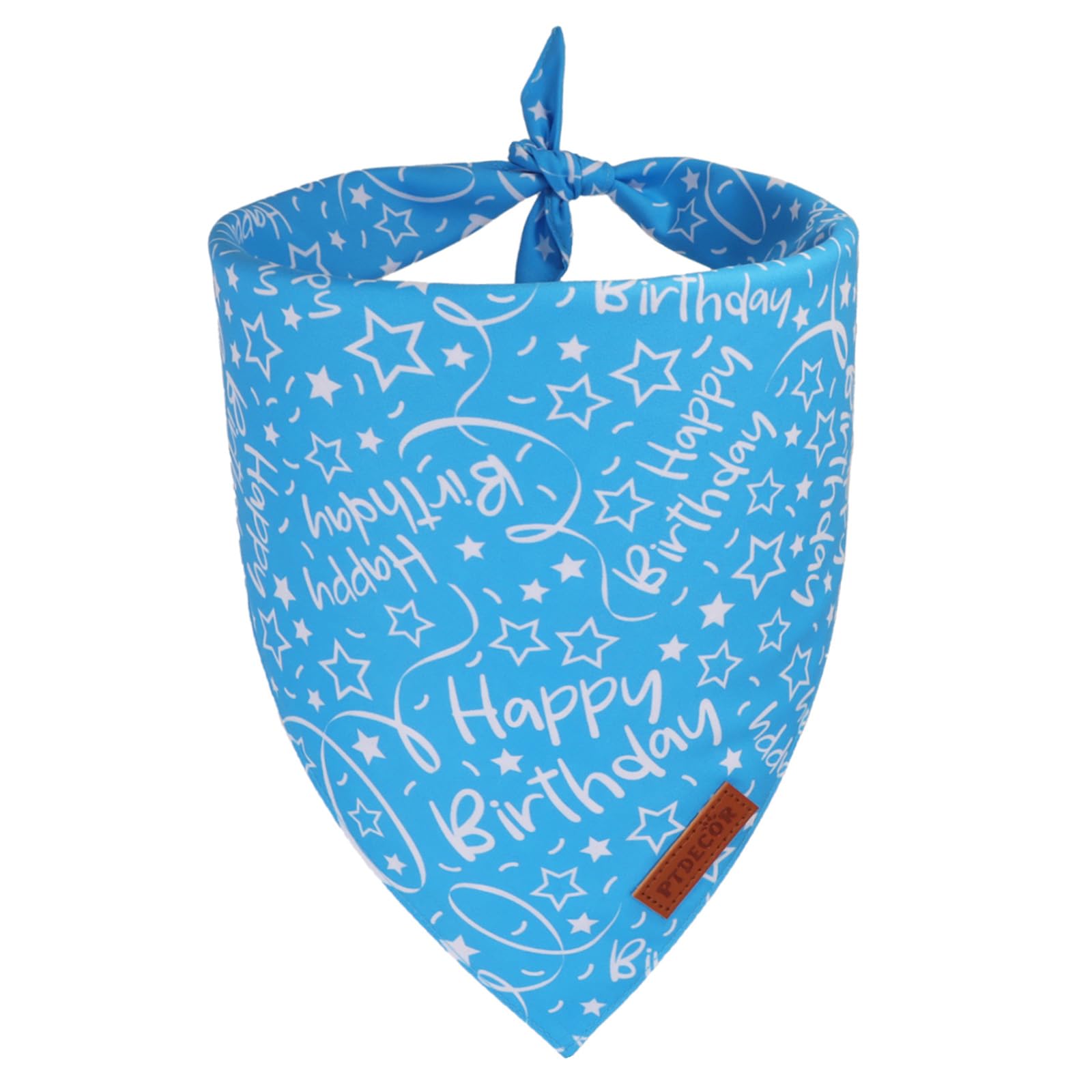 PTDECOR Happy Birthday Dog Bandana Premium Durable Fabric Triangle Scarf for Dog Birthday Party Supplies Blue Pet Bandana