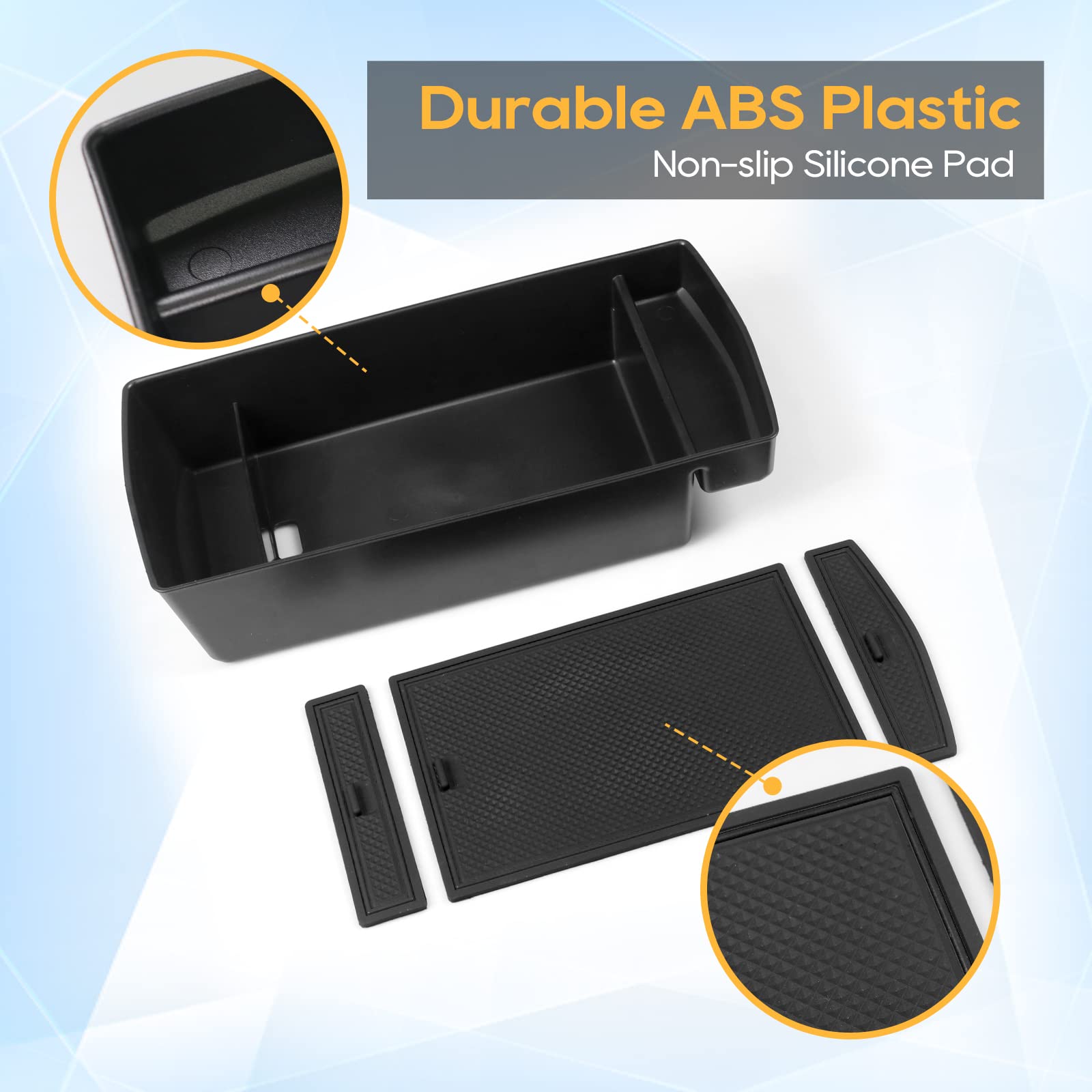 Boîte De Rangement Pour Accoudoir Peugeot 308 SW P5 (2021-2023) - Plateau Organisateur Avec Tapis Antidérapant - Noir - 8