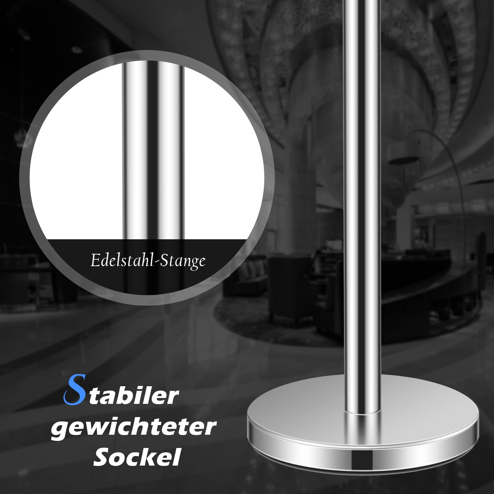 GOPLUS Soporte para delimitación plateado, sistema de guía personal de acero inoxidable, soporte de barrera, postes de correas