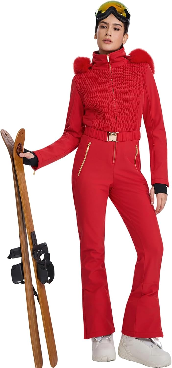 GS SNOWING Womens Ski Suit One Piece Snowsuit Winter Snow Snowboard Slim Insulated Jumpsuits Waterproof Windproof - Image 2