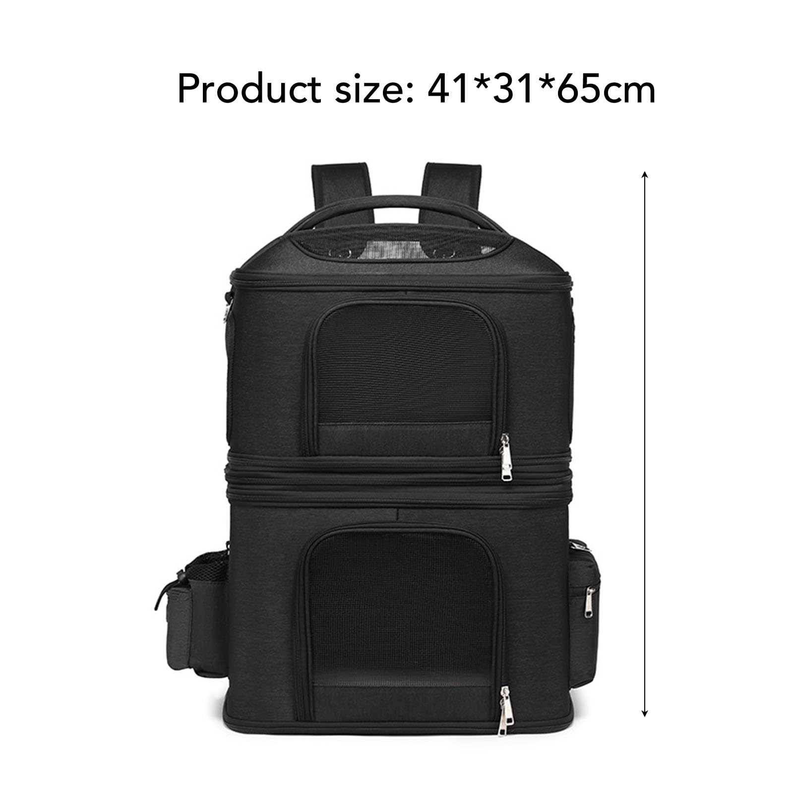 Zaino Trasportino Staccabile per 2 Gatti - Zaino da Viaggio Comodo e Traspirante per Gatti con Spalla Comoda - Trasportino Ideale per Gatti (BLACK)