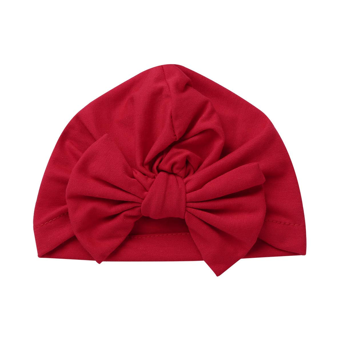 Säuglingsbaby Beanie Knoten Donut Hut Neugeborene Jungen Mädchen Baumwolle Weiche Turban Bogen Kaninchenohren Mütze Krankenhaus Kopf Wrap (Color : A Big Bow, Size : One Size)
