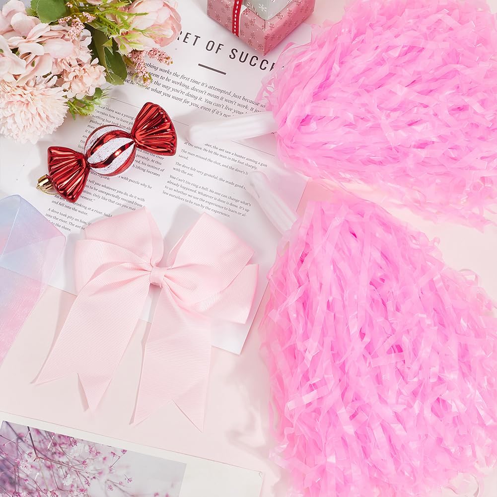 CREATCABIN チアリーディングポンポン Lサイズ チアリーダー ヘアリボン ピンク プラスチック チアポンポン チアリーディ