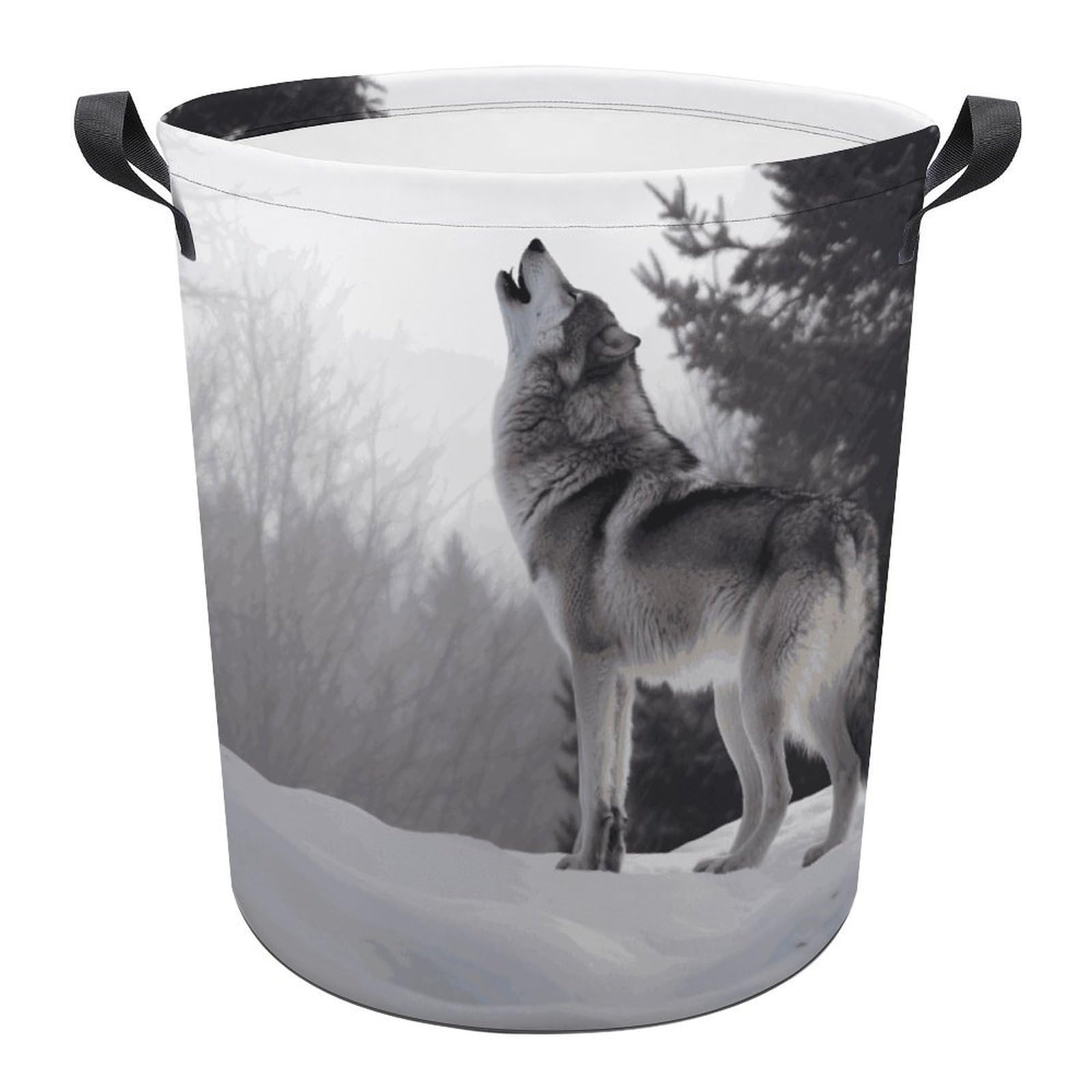 Panier à linge loup hurlant imperméable et pliable pour salle de bain