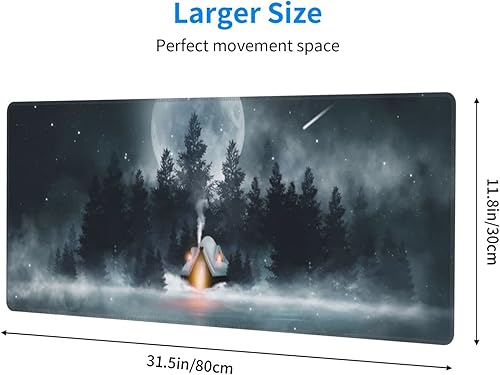 Miniatura 3 de Alfombrilla de mouse grande para juegos XL, bosque nocturno oscuro, alfombrilla de mouse de escritorio completo con base antideslizante, alfombrilla
