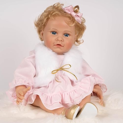 Miniatura 8 de Paradise Galleries Muñeca realista Reborn Baby Karen Scott Sculptor Designer Collection Muñeca de 20 pulgadas con vestido rosa con volantes, regalo