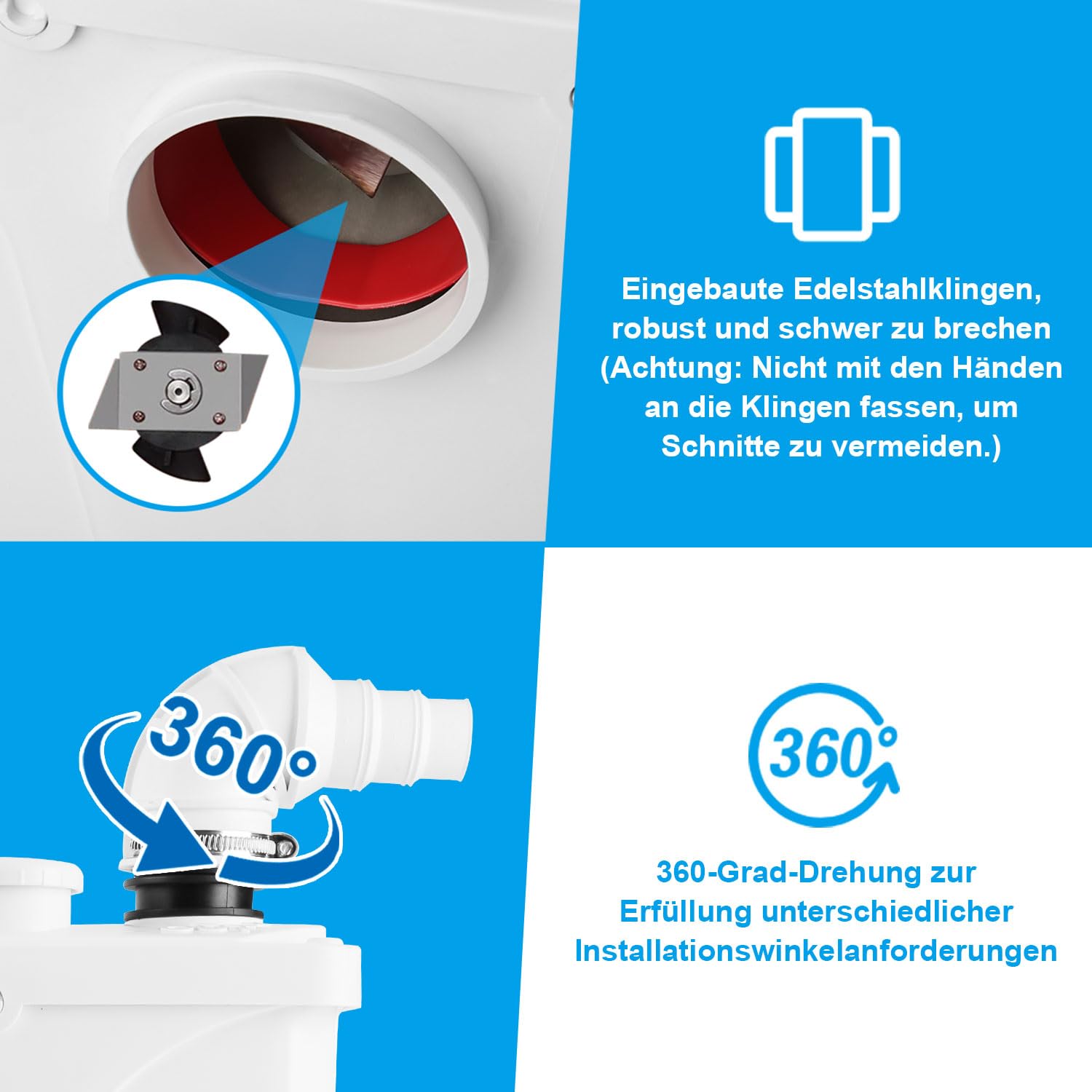 Herrselsam 700W Schmutzwasserpumpen 4/1 Hebeanlage Fäkalienpumpe 190L/min Kleinhebeanlage Haushaltspumpe Fäkalienhebeanlage für WC, Dusche, Waschbecken