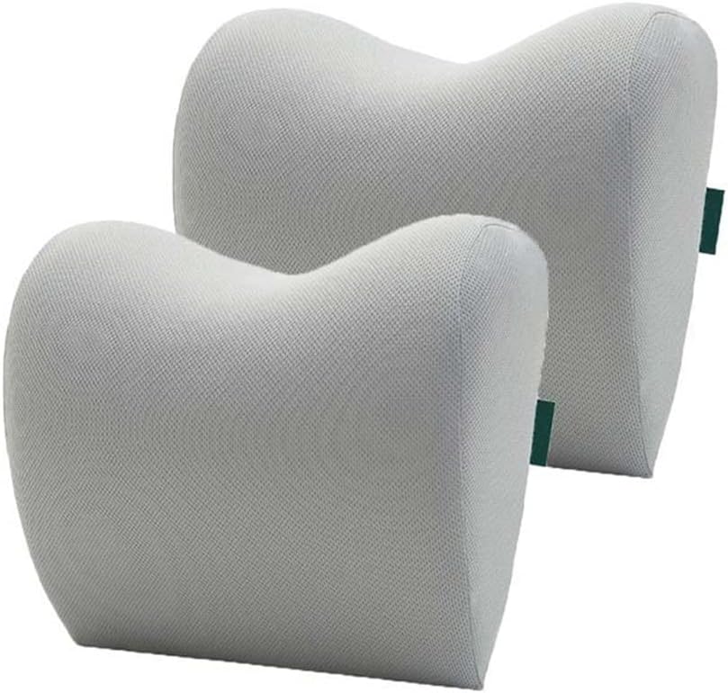 Car Headrest Neck Pillow for Seat Chair in Auto Memory Foam Cotton Cushion Fabric Cover Soft Rest Travel Support(Gray)