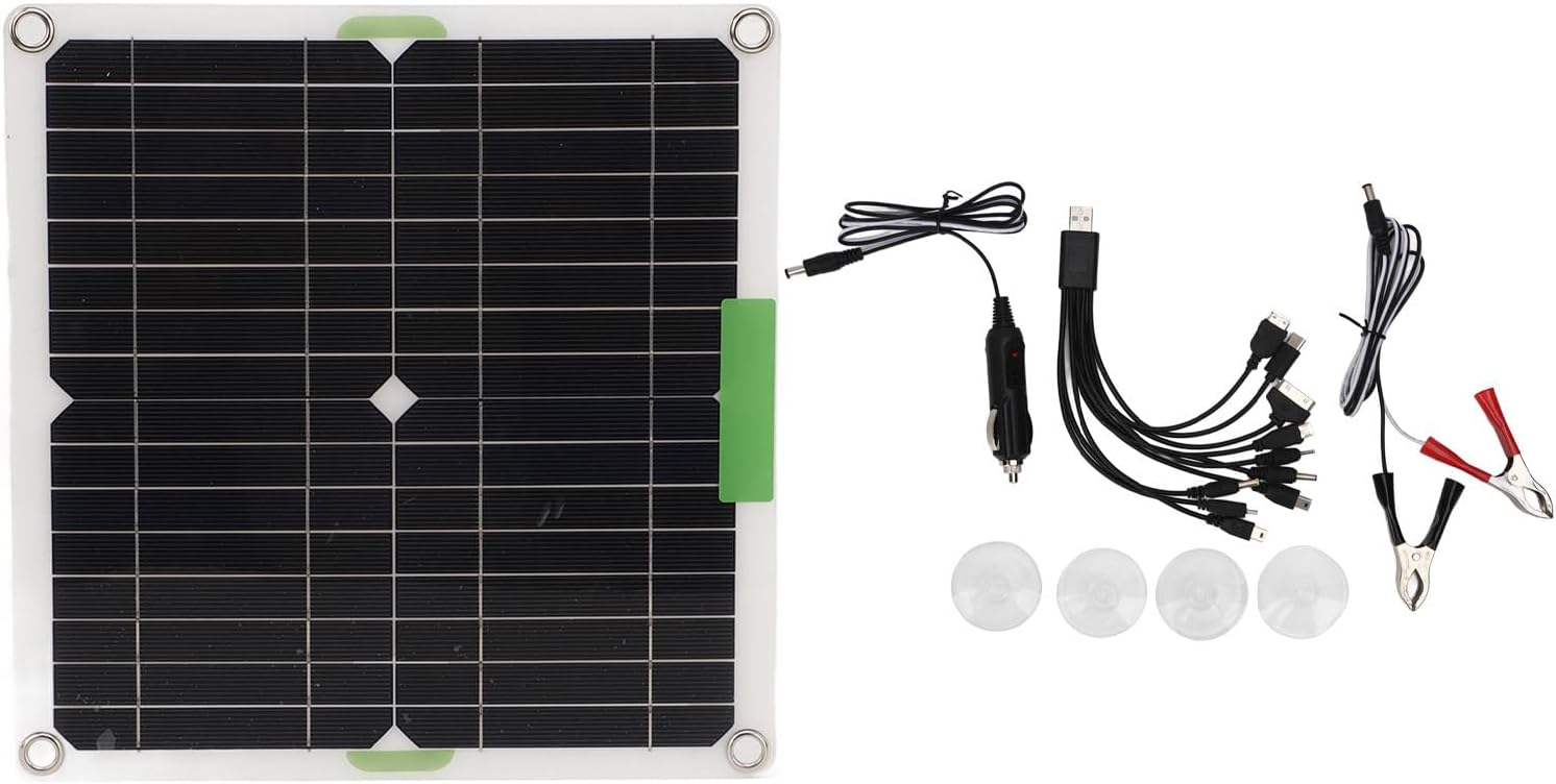 200W Portable Solar Panel 12V Monocrystalline Semi Flexible Battery Charger for RV Boat Car Home and Camping – High Efficiency Power Kit with 10 in 1 Adapter Connectors and