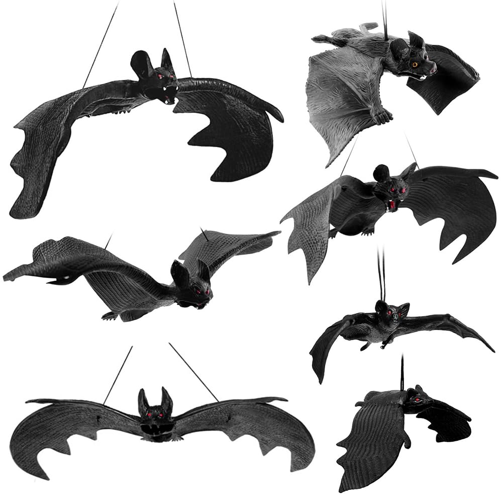 12 Pipistrelli Di Halloween Fosforescenti Da Appendere - Decorazioni Luminescenti Per Esterno 28-38 Cm
