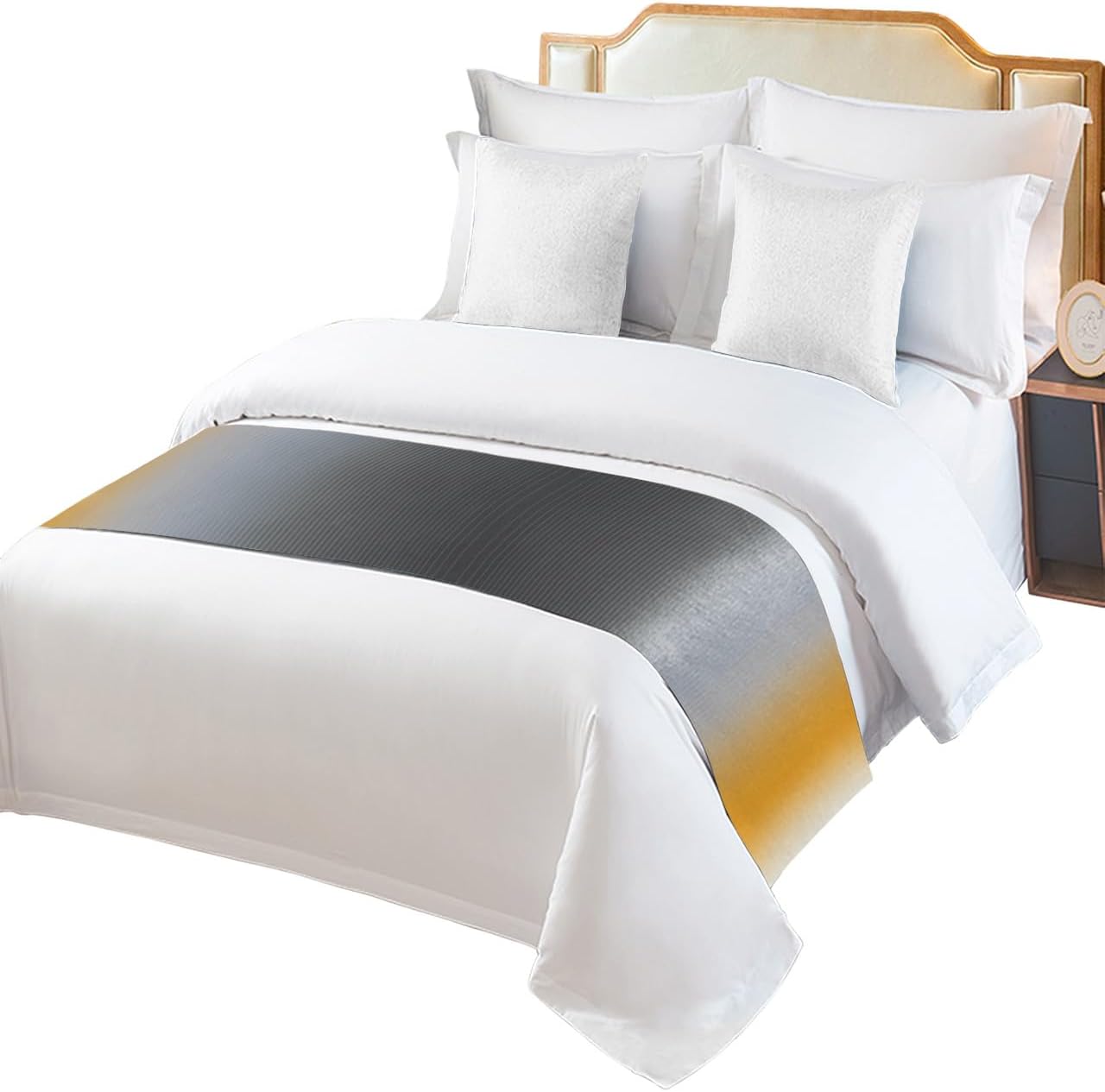 Bed Runner Scarf Farmhouse Summer Sunflower Black and White Stripe Bedding Scarf Decorative Bed Runners Cover for Home Bedroom Hotel Wedding Room Bed Scarf for Foot of Bed King 102x20in