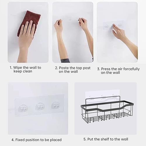 Miniatura 7 de ORZ Paquete de 5 organizadores de ducha, organizador de baño, organizador de estante de ducha sin perforación, cestas de pared para almacenamiento
