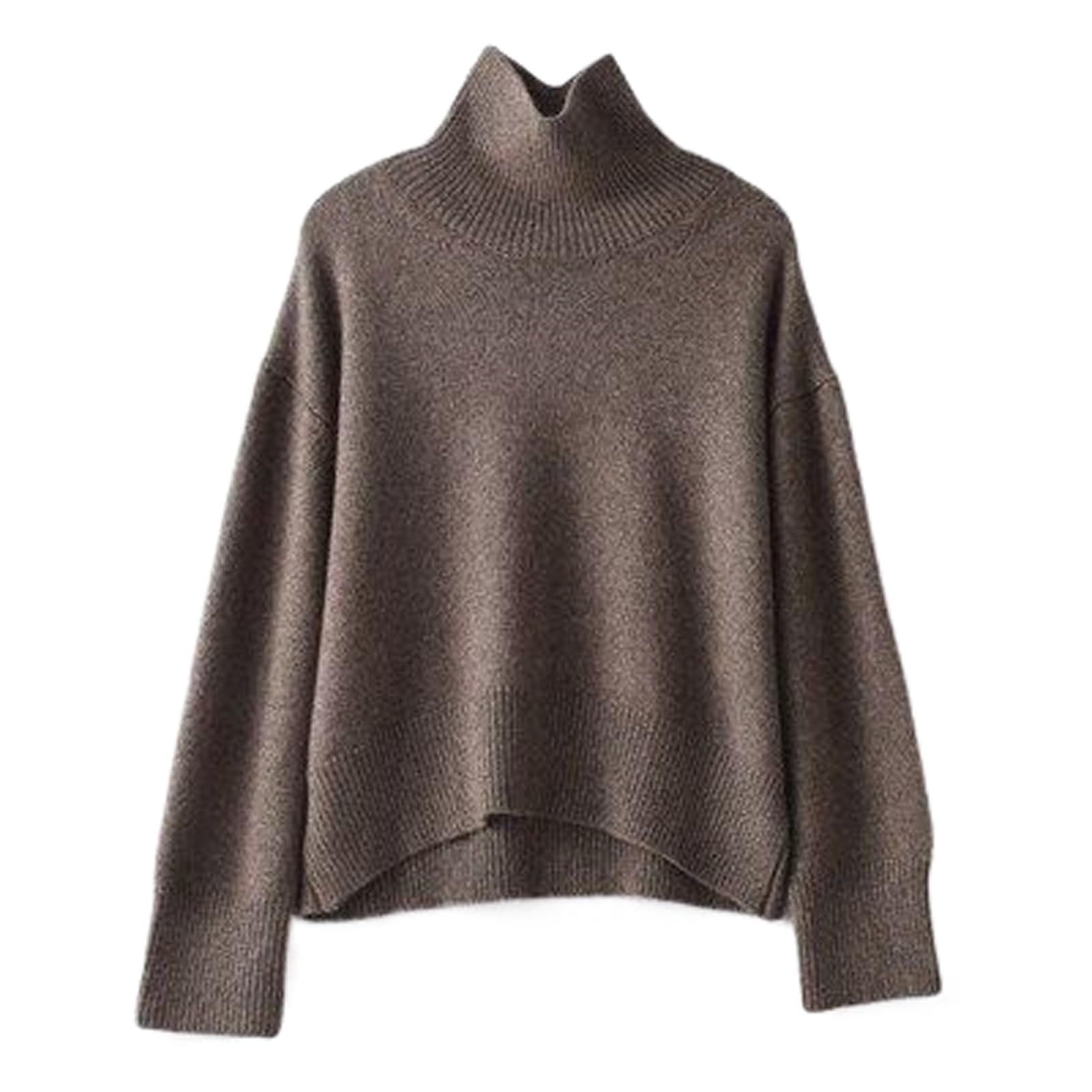 Autumn and Winter Thick Cashmere Sweater Women High Neck Pullover Sweater Warm Loose Knitted Base Sweater Tops