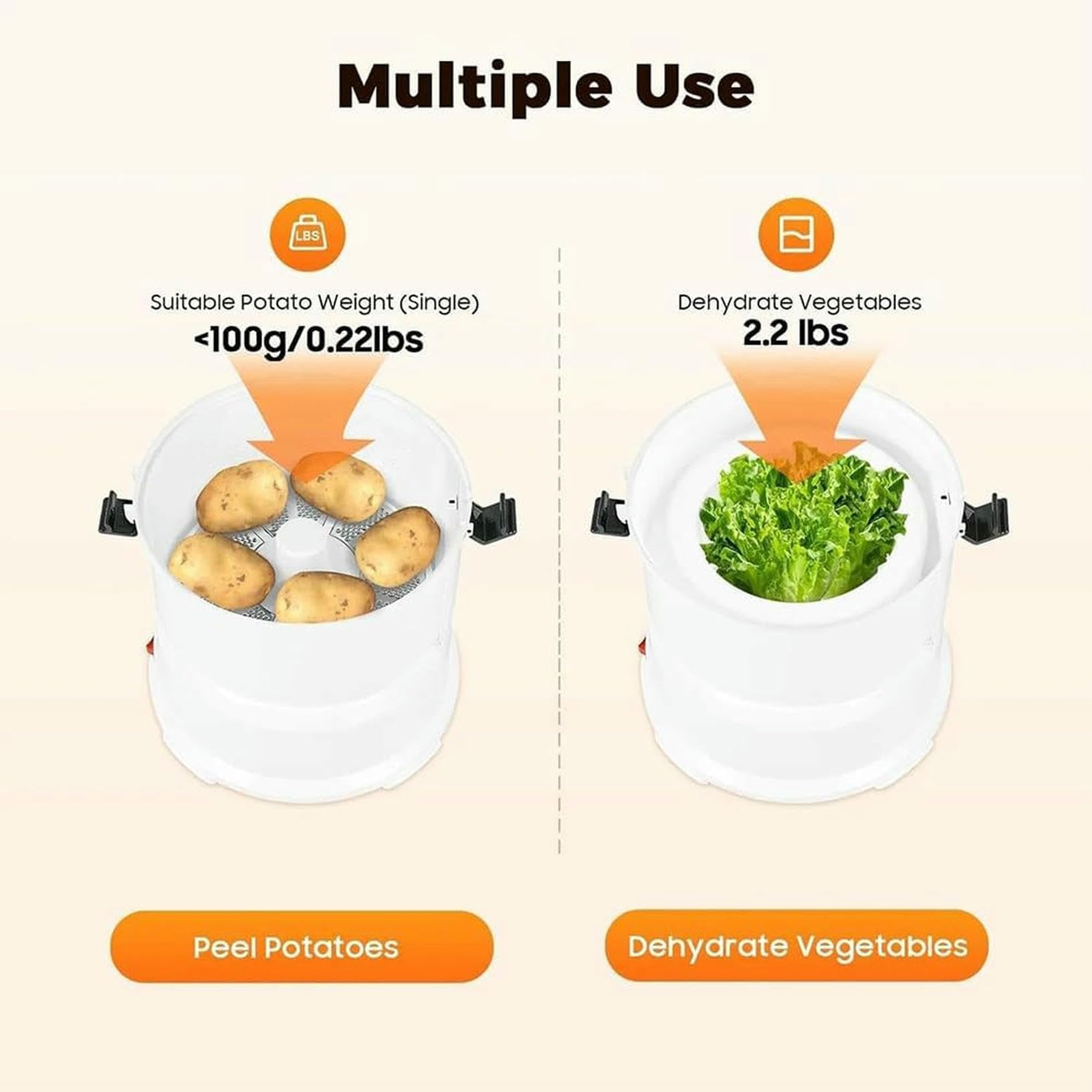 Pelador eléctrico de patatas de acero inoxidable, pelador de verduras fácil de pelar para cocina y uso comercial, 85 W