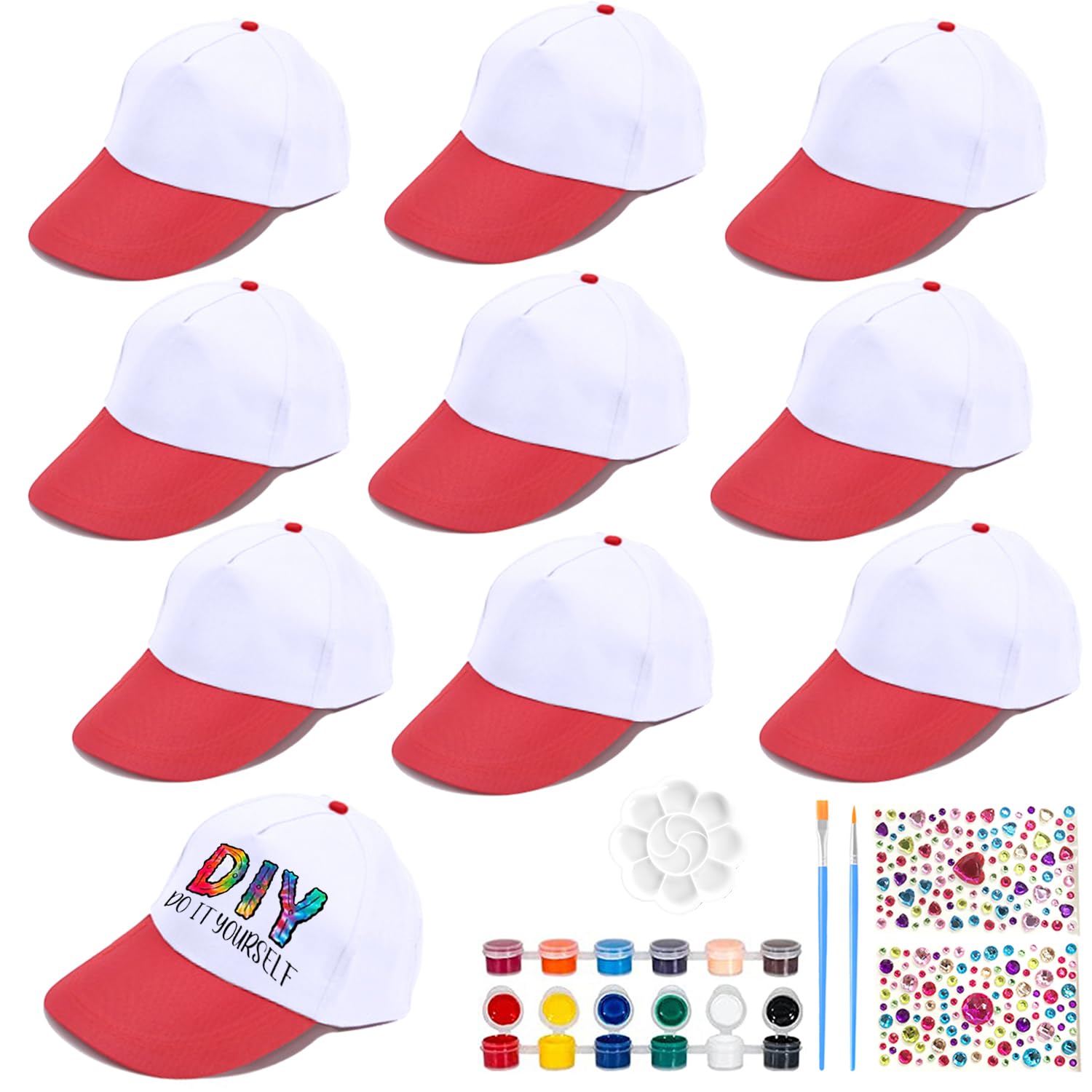 Gorras infantiles para pintar, gorra de graffiti, gorra de béisbol DIY con pegatinas, 10 piezas