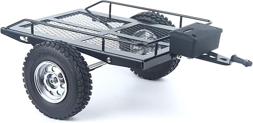 Miniatura 5 de LCX Carreras 1/10th RC Crawler Car Heavy Duty Metal Trailer RC Crawler Hooper Trail Cargo Carrier Kit de metal para Axial SCX10 SCX10 II TRX4 TRX6