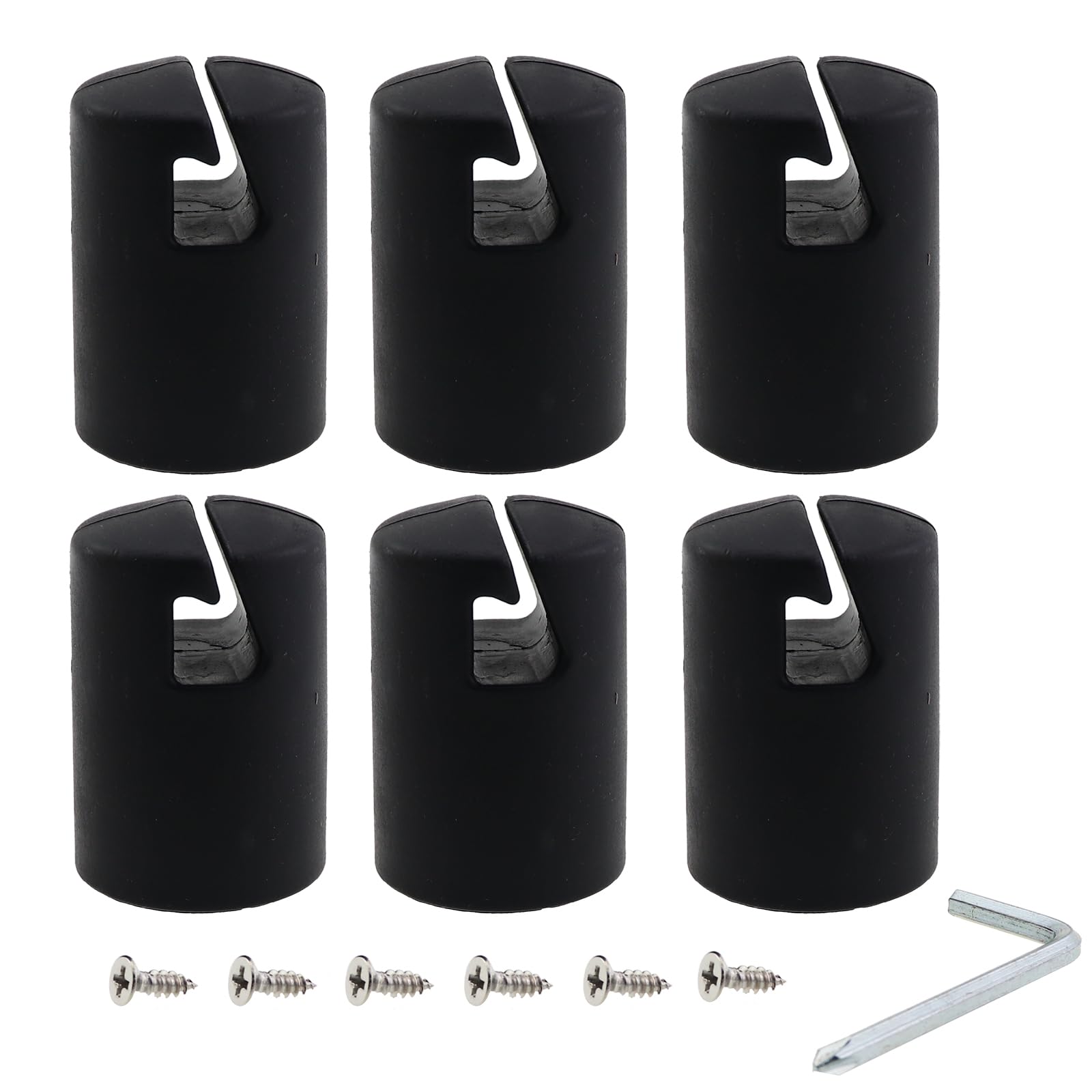 Caishun 6PCS Black Trampoline Enclosure Post Caps Set Trampoline Plastic Pole Sleeve Fit 1.26 Inch Trampoline Enclosure Pole