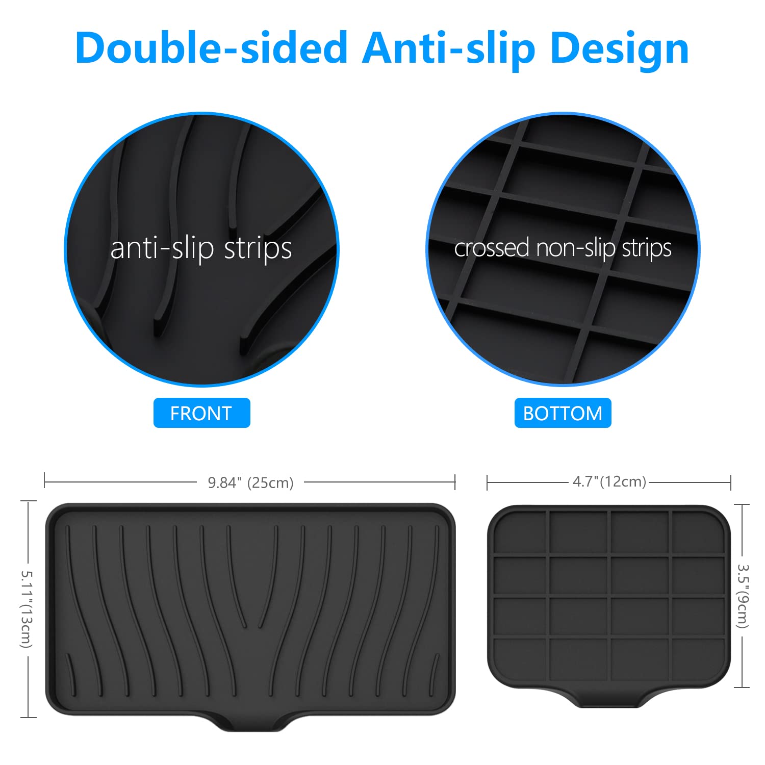 Paquete de 3 jaboneras de silicona, soporte de esponja para fregadero, bandeja de jabón de cocina, soporte para jabón de baño, bandeja de esponja con drenaje (negro) 7