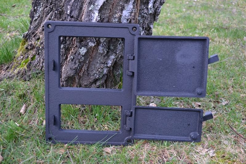 Euro Sezam - Puerta de horno de hierro fundido - Puerta gruesa del horno - Puerta para horno de pizza - Puerta DZ064-2 - 27,5x37,5 cm (Negro)