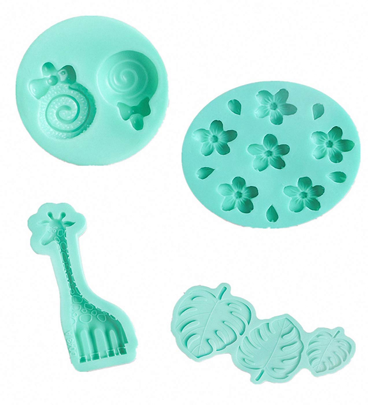 DIY Fondant Mold Flower Mermaid Tail Leaves Cute Silicone Fudge Cake Mold Chocolate Candy Clay Candle Handmade Baking Tools Decoration