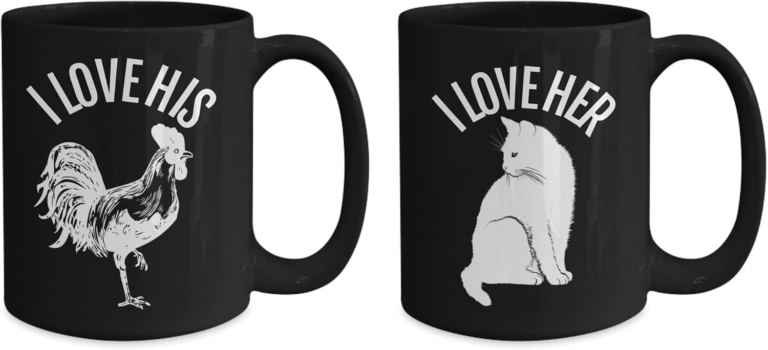 Couples Mug Set I love His Cock and Her Pussy Victorian Graphic Gift for Wedding, Engagement, Anniversary, Birthday, Valentines Day His and Hers