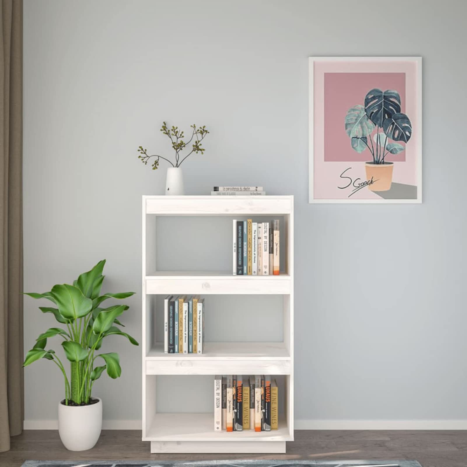 Homgoday Bücherschrank/Raumteiler Weiß 60x35x103cm Massivholz Kiefer Bücherregal Lagerregal Standregal Lagerregal Bücherregal Regal für Wohnzimmer Home Office Möbel