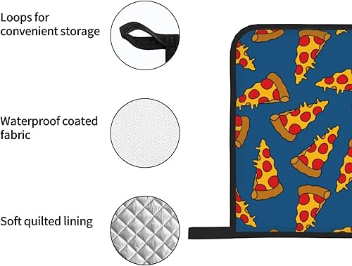 Miniatura 6 de Juego de 4 manoplas de horno y soportes para ollas de pizza, guantes resistentes al calor para cocina, hornear, asar a la parrilla, barbacoa