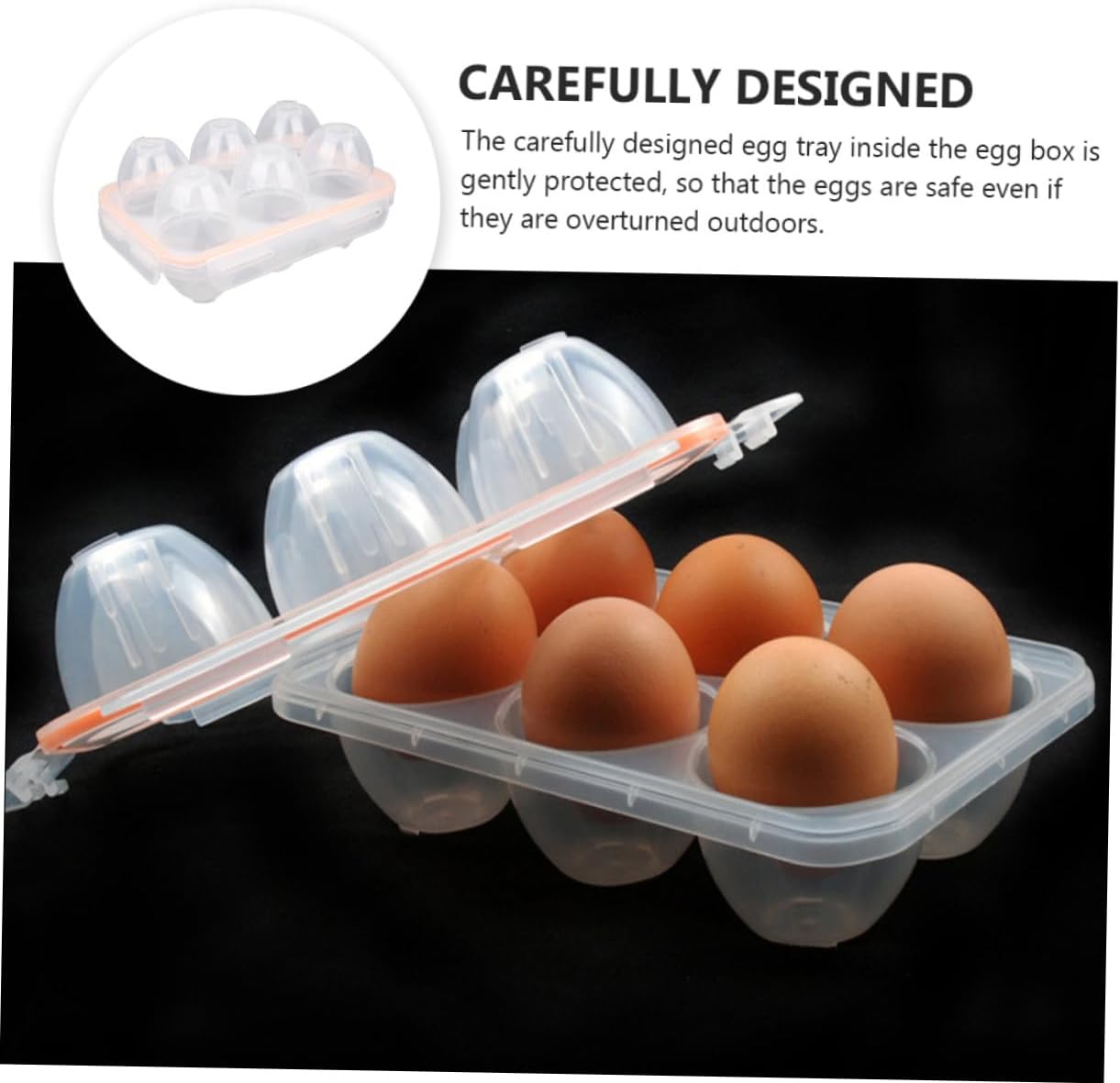 2 Pcs Egg Protection Box Stackable Covered Egg Trays Portable Egg Tray Portable Fridge Egg Storage Dispenser Deviled Egg Plate Camping Refrigerator Anti-Stress Egg Box Pp (Orangex2p