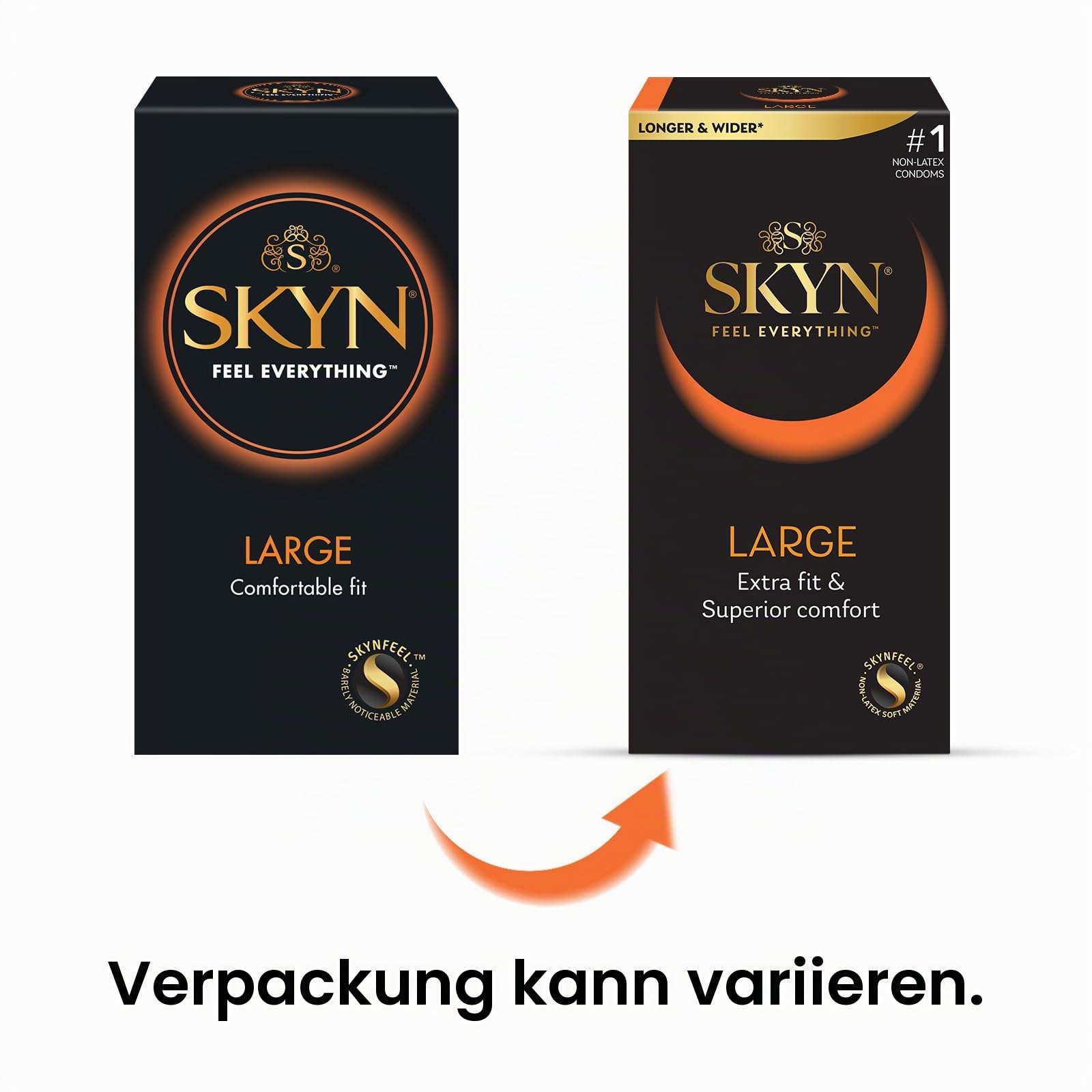 SKYN Large Kondome (40 Stück) | Skynfeel Latexfreie für Männer, Extra Groß, XXL Grösse Box, Länger & Breiter, 56mm Breite