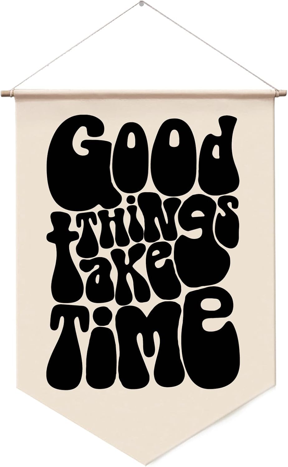 Good Things Take Time Wall Hanging Banner Positive Affirmations Wall Decor Housewarming Gift 70s Retro Vintage Wall Art Mindfulness Wall Art Inspirational Hanging Banner