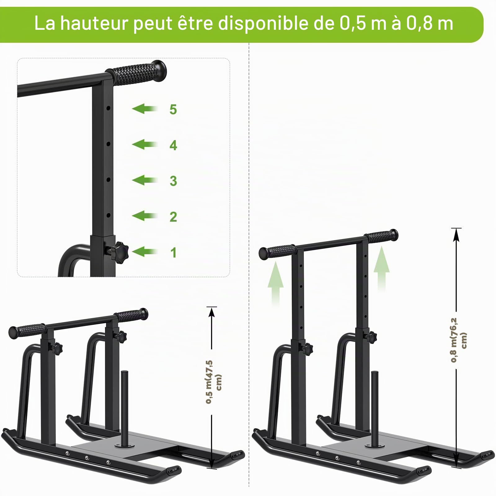 Kipika Luge de Fitness à Hauteur réglable, améliore la Force Musculaire et la Puissance Explosive, Convient pour Les disques de Poids de 2,5 cm et 5,1 cm