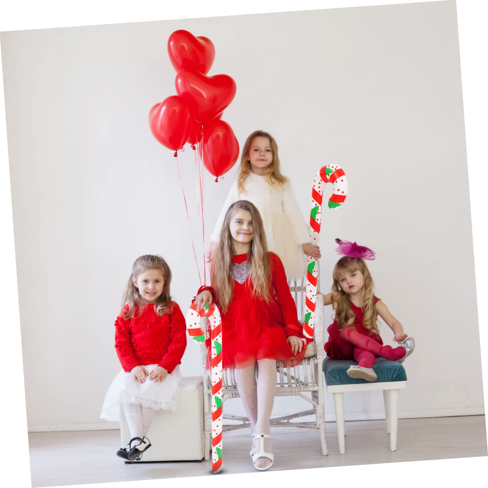 BESTonZON 4pezzi Palloncini Natalizi Gonfiabili Forma di Bastoncino di Zucchero Decorazioni per Feste di Natale per Interni ed Esterni Creano un Atmosfera Festosa